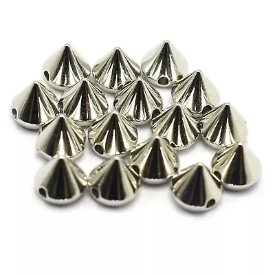 200 Silver Tone Metallic Rock Punk Spike Rivet Acrylic Taper Stud Beads 6X6mm • $3.23