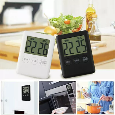 Slim Magnetic LCD Digital Kitchen Timer Count Up Down Cooking Alarm FAST • £3.06