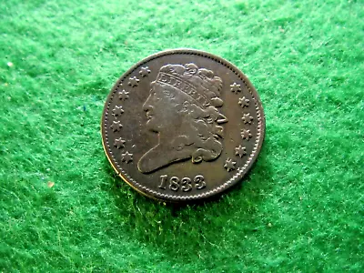 1833 Half Cent - High Grade - Well Struck For Type - Appears Uncirculated • $99