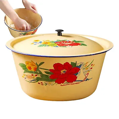 Enamel Basin Retro Vintage Enamel Bowl Multifunctional Vegetable Container Pot • $13.94