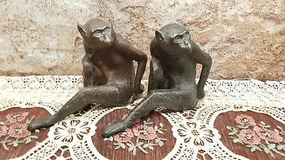 Pair Maitland Smith Brass Or Bronze Monkey Bookends Statues • $75