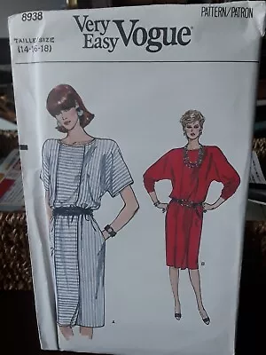 £1.99 • Buy Vintage Vogue Designer Sewing Pattern 8938  Size 14-16-18   DRESS