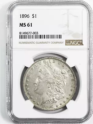1896 $1 Morgan Silver Dollar MS61 NGC Uncirculated Philadelphia • $59.99