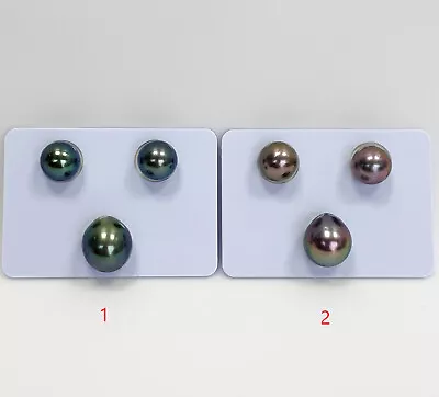 $135 • Buy Lot Of 3 Undrilled Loose Tahitian Pearls 9mm Round Pairs & 11mm Drop Matched Set