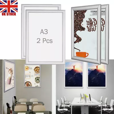 Aluminium A3 2pcs Wall Mounted Snap Poster Frame Clip Picture Photo Display • £16.50