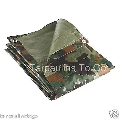 Camouflage Tarpaulin Waterproof Camping Ground Sheet Cover Woodland Tarp • £84.02