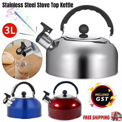 3L Whistling Kettle Tea Stove Gas Camping Stainless Steel Teapot Kitchen Tea Pot • $16.95