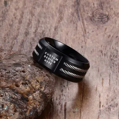 Personalized Ring Custom Photo Text Logo Ring Ring For Men Modern Style • $13.19