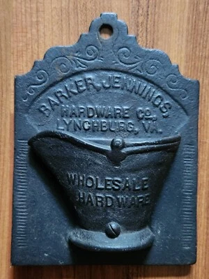 $100 • Buy Antique Advertising Cast Iron Match Safe Barker Jennings Hardware  Lynchburg Va