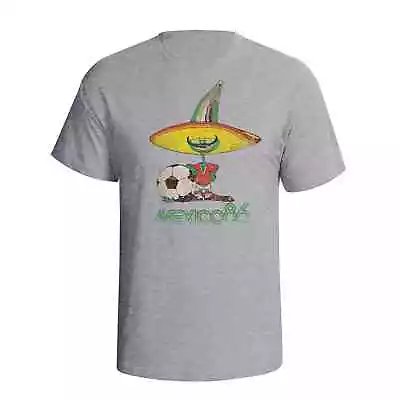 Mexico 86 Football World Cup Mascot Mens Organic T-Shirt Retro Distress 1986 • $22.99