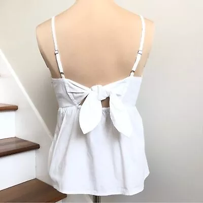 J. Crew Factory Tie-Back Strappy White Peplum Top Blouse Size 0 Open Back NWT • $42.96