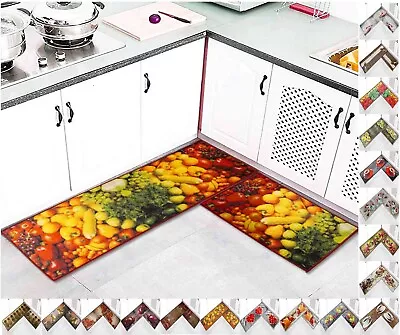 Kitchen Fruit Print Mat Non-Slip 3D Machine Washable Runner Rug Floor Mat 2 Size • £12.48