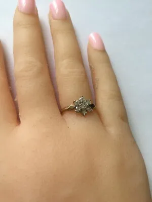 £45 • Buy Vintage 9ct Yellow Gold And CZ Flower Ring. Size K1/2 - L.