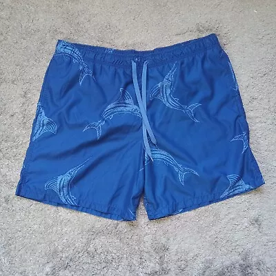 Merona Swim Trunks Lined Men’s XXL  Navy Blue Marlin Fish Print Pockets • $8.99