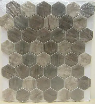 Driftwood Hexagon 11.02  X 12.76  Matte Recycled Glass Mesh-Mounted Mosaic Tile • $5