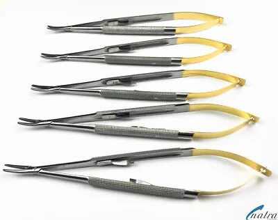 5x Castroviejo Needle Holder 18 Cm Curved Lock TC Gold Surgical Seam NATRA • £73.26