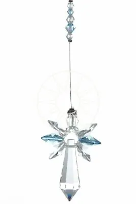 £15.99 • Buy March Birthstone Aquamarine Crystal Large Guardian Angel Hanging Charm