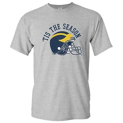 Michigan Wolverines Tis The Season Football Helmet T Shirt - Sport Grey • $23.99