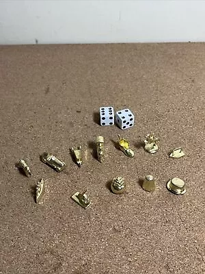 1998 Monopoly Deluxe Edition -Parts- 12 Gold Tokens With POT Of GOLD 2 Dice • $14.99