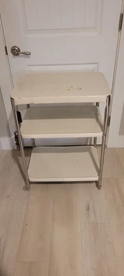$119 • Buy Vintage Cosco 3 Tier Rolling Cart White Mid Century With Chrome Legs Electrical 