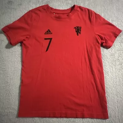 Manchester United Adidas Soccer T-shirt Red Youth Boy’s Sz M #7 RONALDO • $18