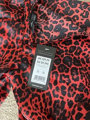 £3 • Buy Women’s Red Leopard Print Long Sleeved Mini Dress New Look Size 10 Brand New