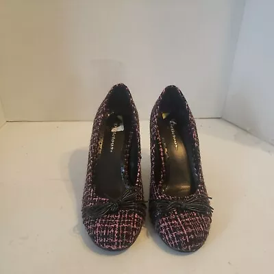 £8.07 • Buy Delicious Pink & Black  Heels Pumps Shoes Sz 6 Yaris-H Magenta 