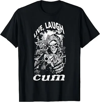 NEW LIMITED Live Laugh Cum Reaper Funny Vintage Goth Emo Gag T-Shirt • $21.61