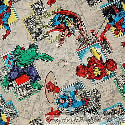 BonEful Fabric Cotton Quilt Super Hero Hulk Spiderman Marvel Boy America L SCRAP • $0.99