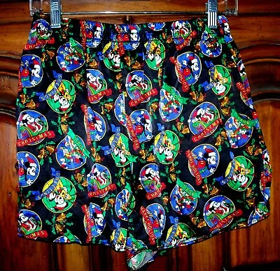 Vintage Mickey Mouse The Disney Store Black Silk Boxer Shorts Christmas Holiday • $21.97