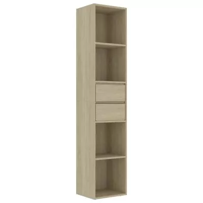 Modern Wooden Tall Narrow Bookcase Book Cabinet With 2 Drawers & Open Shelving • £78.99