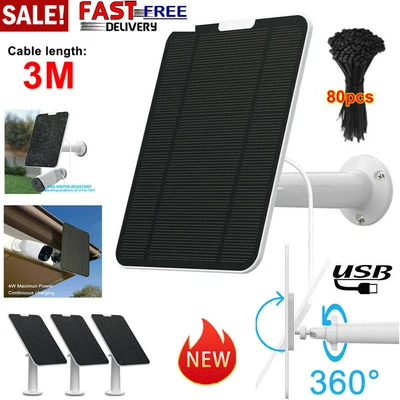 $24.99 • Buy Solar Panels For Wireless Outdoor Security Camera, 5V 4W Waterproof Solar Panel