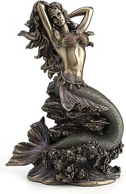 Large Beautiful Mermaid Sitting On Rock Statue Sculpture Figurine  *BRAND NEW • $89.95