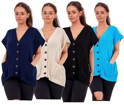 £12.95 • Buy New Plus Size Women Moss Knitted Waistcoat Pockets Sleeveless Buttons Cardigan