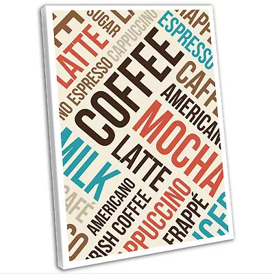 Kitchen Cafe Wall Art Coffee Graphic Canvas Print Framed Picture  • £16.99