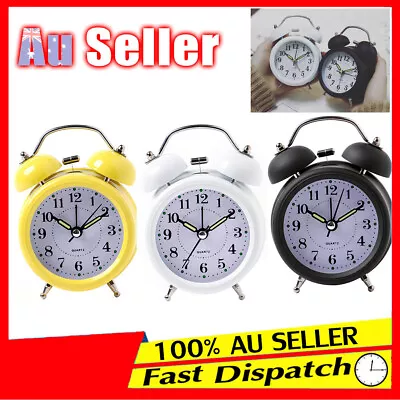 $15.99 • Buy Desk Battery Alarm Clock Twin Bell Retro Vintage Loud Clocks Bedside Analogue