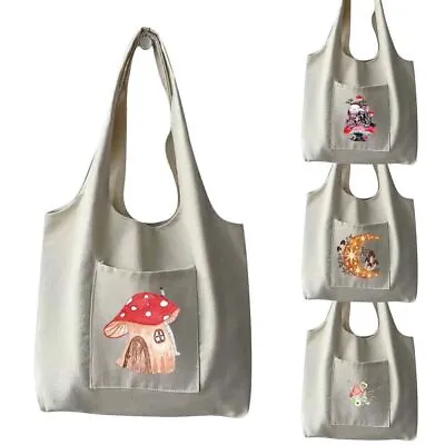 Canvas Grocery Bag Shoulder HandBag Eco Friendly Strong Washable Shopping Bags  • £4.49