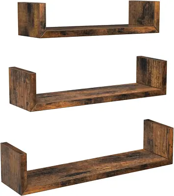 VASAGLE Wall Shelves Set Of 3 Wall-Mounted Floating Shelves For Decorations X • £27.34