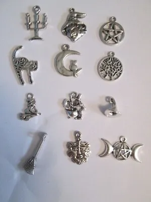 12 Wicca Witch Pagan Charms All Different Tib Silver Make Your Own Bracelet (1) • £2