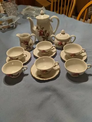 Vintage Royal Rose Child's China Tea Set Teapot Cups & Saucers Creamer & Sugar • $41.99