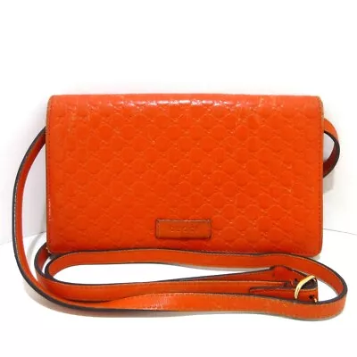 Auth GUCCI Micro Guccissima 466507 Orange Leather Other Style Wallet • $283