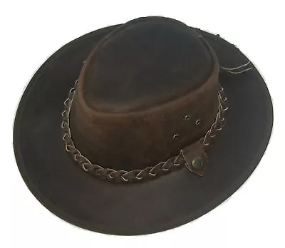£15.45 • Buy Leather Cowboy Western Aussie Style Bush Hat Brown 