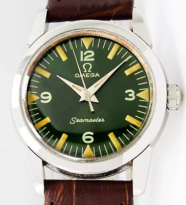 1956s Omega Seamaster Winding Sunburst Green Winding Ladies 30mm Vintage Watch • $1099