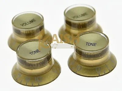 4x LP Gold/Gold Top Hat Guitar Knobs Reflector Knobs Fits Les Paul • $18.34