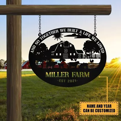 Personalized Metal Farm Sign Outdoor Barn Cow Horse Pig ChickenGift For Farmer • $89.99