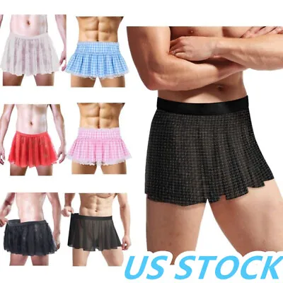 US Mens Sissy Pleated Skirts Elastic Waistband Miniskirt Crossdress Underwear • $10.79