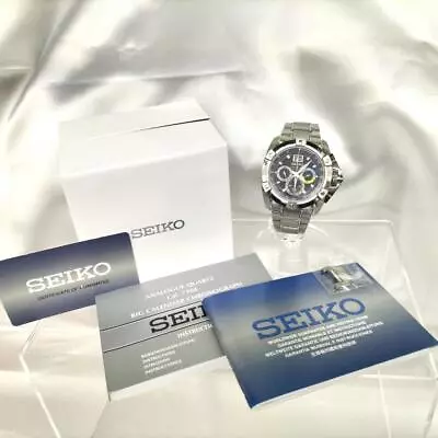 Seiko Velatura SPC071P1 BigDate Sapphire Blue Silver Quartz Mens  Authentic • $543.78