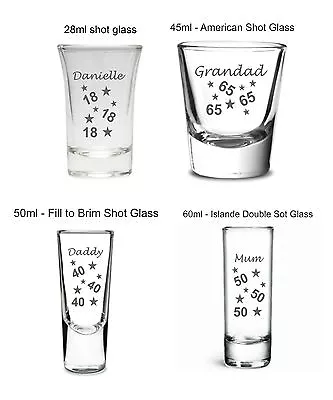 Personalised Birthday Gift 18th 21st 30th Engraved Shot Glass Any Age Or Name • £6.95