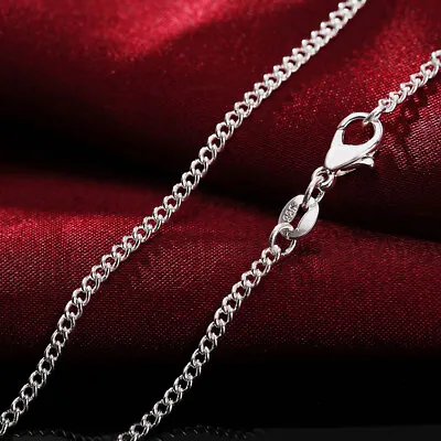 Hot 925 Sterling Silver Necklaces 16-30Inch Popular 2MM Chain For Woman Jewelry • $1.82