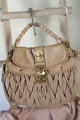 Authentic Miu Miu Beige Matelasse Nappa Leather Coffer Hobo Or Shoulder Bag • $550